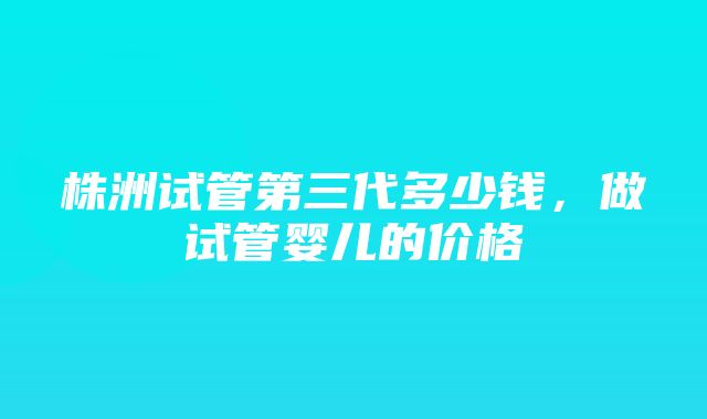 株洲试管第三代多少钱，做试管婴儿的价格