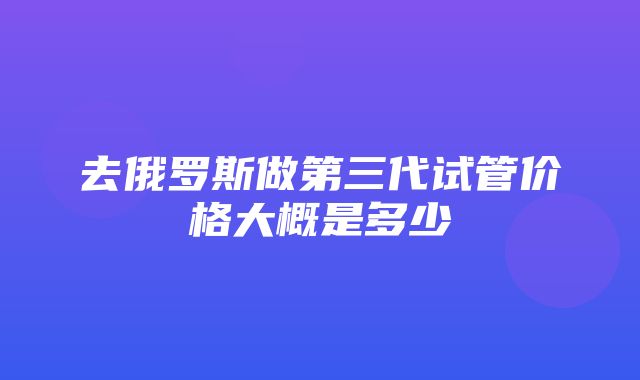 去俄罗斯做第三代试管价格大概是多少