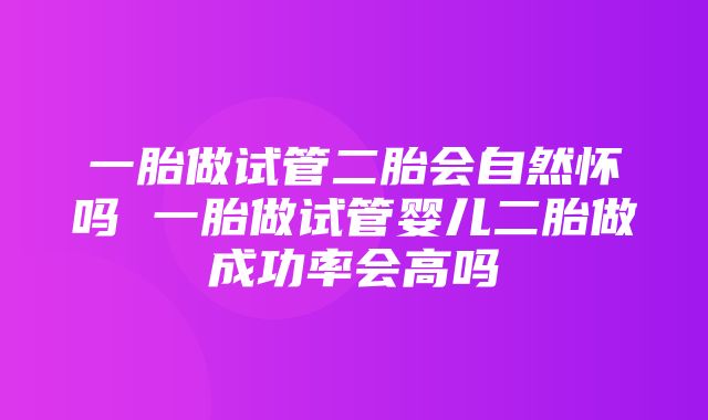 一胎做试管二胎会自然怀吗 一胎做试管婴儿二胎做成功率会高吗