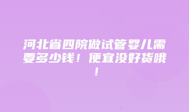 河北省四院做试管婴儿需要多少钱！便宜没好货哦！