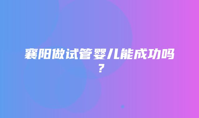 襄阳做试管婴儿能成功吗？