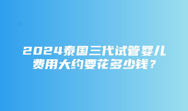 2024泰国三代试管婴儿费用大约要花多少钱？