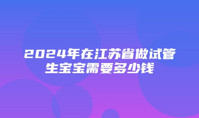 2024年在江苏省做试管生宝宝需要多少钱