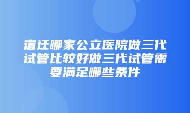 宿迁哪家公立医院做三代试管比较好做三代试管需要满足哪些条件