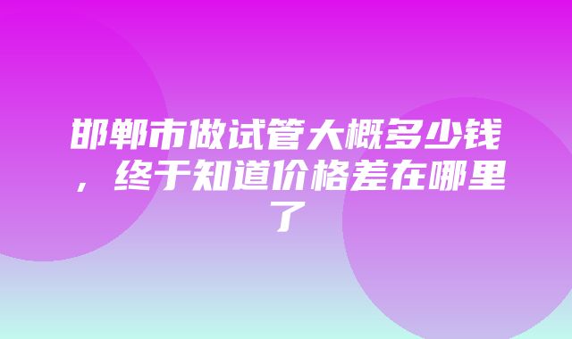 邯郸市做试管大概多少钱，终于知道价格差在哪里了