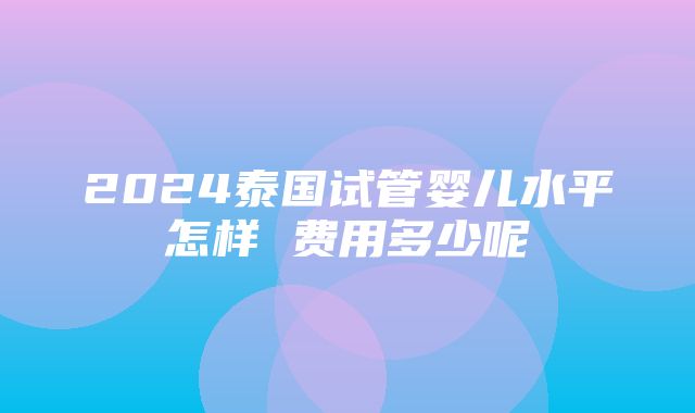 2024泰国试管婴儿水平怎样 费用多少呢