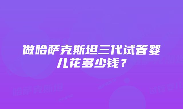 做哈萨克斯坦三代试管婴儿花多少钱？