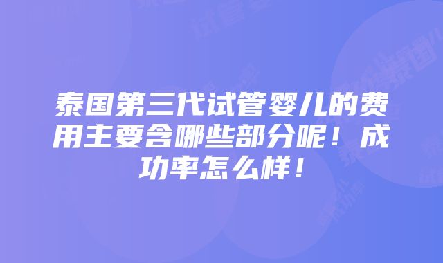 泰国第三代试管婴儿的费用主要含哪些部分呢！成功率怎么样！