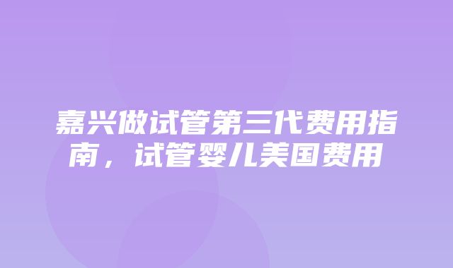 嘉兴做试管第三代费用指南，试管婴儿美国费用