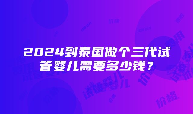 2024到泰国做个三代试管婴儿需要多少钱？