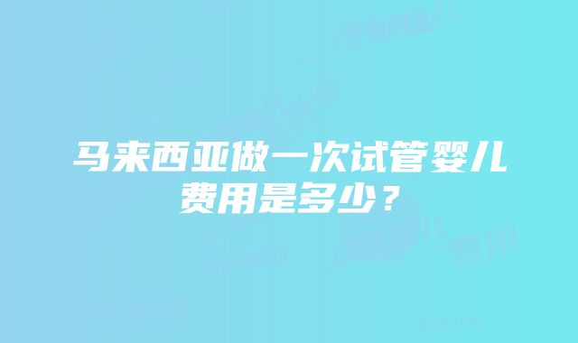 马来西亚做一次试管婴儿费用是多少？