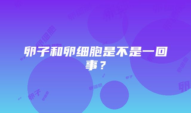 卵子和卵细胞是不是一回事？