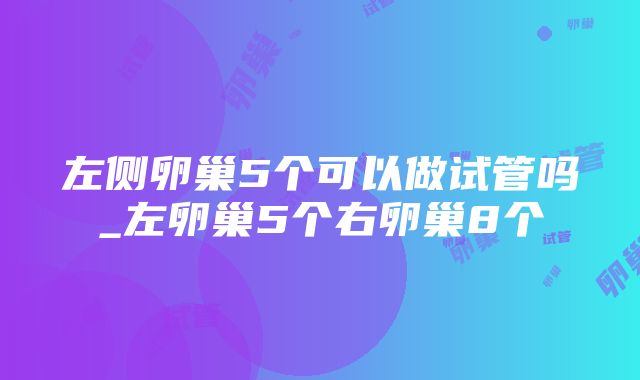 左侧卵巢5个可以做试管吗_左卵巢5个右卵巢8个