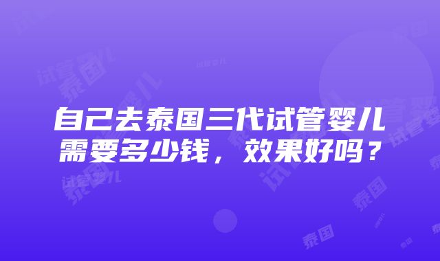 自己去泰国三代试管婴儿需要多少钱，效果好吗？