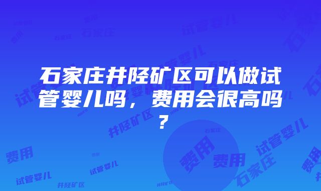 石家庄井陉矿区可以做试管婴儿吗，费用会很高吗？