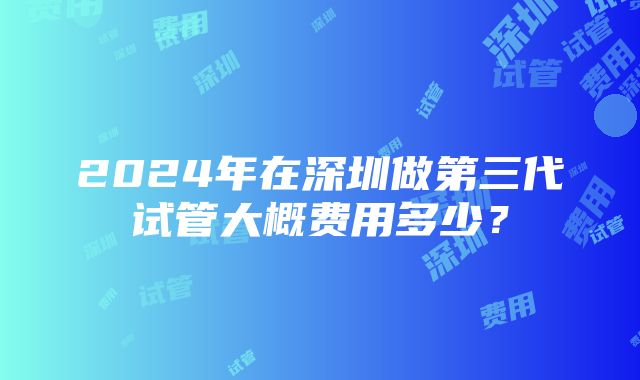 2024年在深圳做第三代试管大概费用多少？