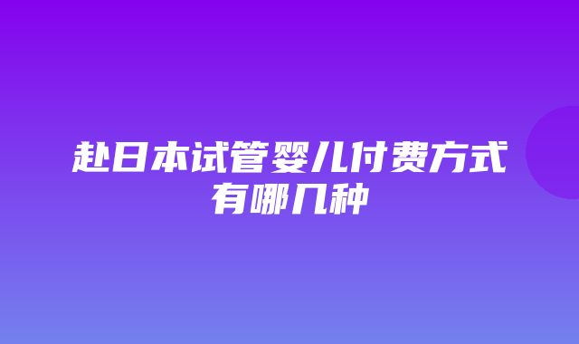 赴日本试管婴儿付费方式有哪几种