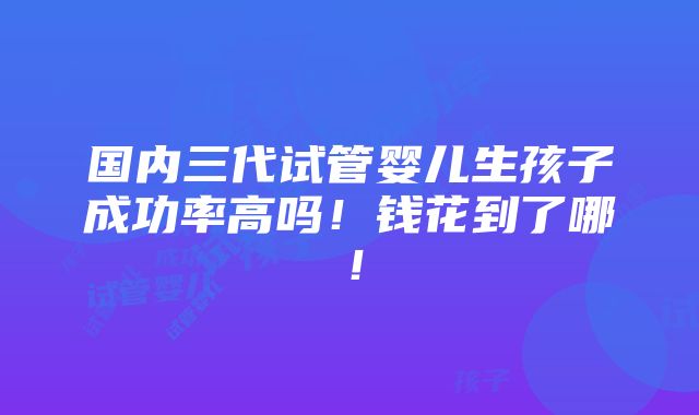 国内三代试管婴儿生孩子成功率高吗！钱花到了哪！