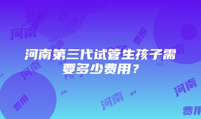 河南第三代试管生孩子需要多少费用？