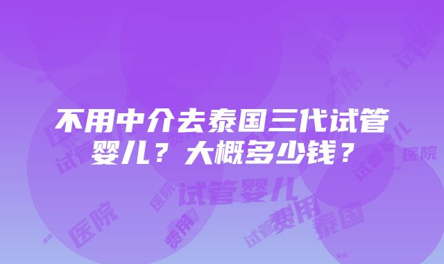 不用中介去泰国三代试管婴儿？大概多少钱？