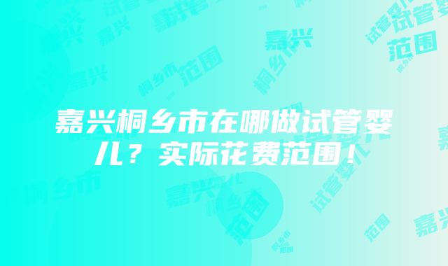 嘉兴桐乡市在哪做试管婴儿？实际花费范围！