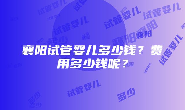 襄阳试管婴儿多少钱？费用多少钱呢？