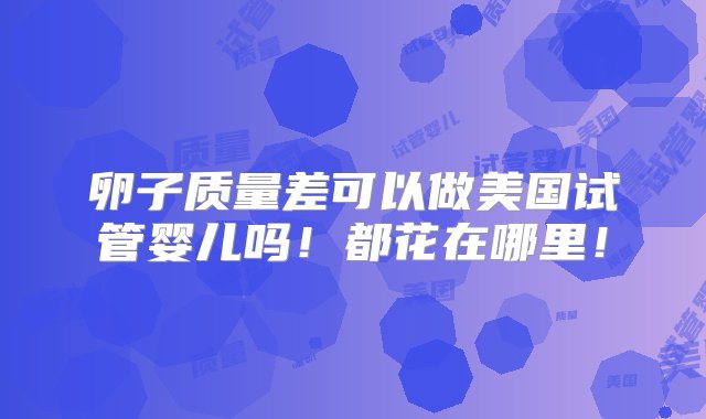 卵子质量差可以做美国试管婴儿吗！都花在哪里！