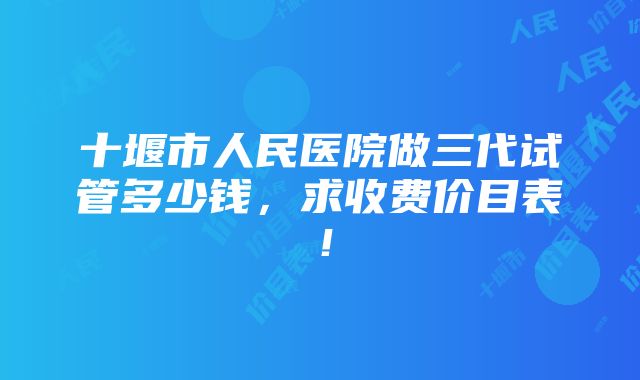 十堰市人民医院做三代试管多少钱，求收费价目表！