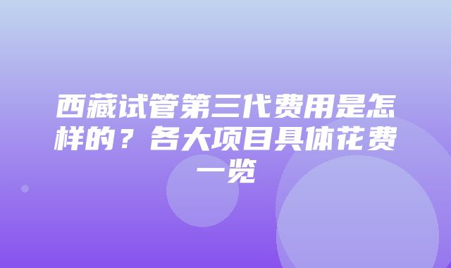 西藏试管第三代费用是怎样的？各大项目具体花费一览