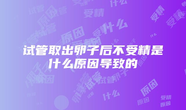 试管取出卵子后不受精是什么原因导致的