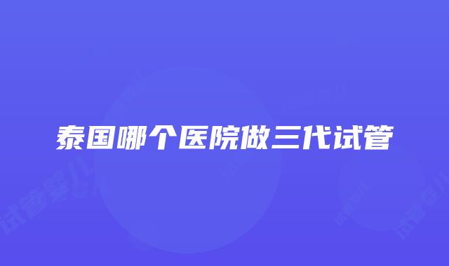 泰国哪个医院做三代试管