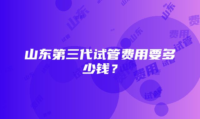 山东第三代试管费用要多少钱？