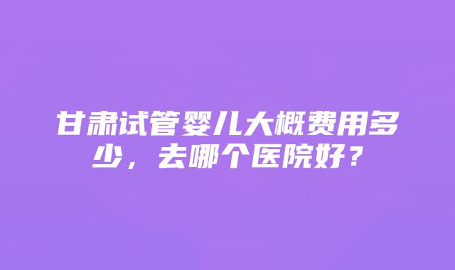 甘肃试管婴儿大概费用多少，去哪个医院好？