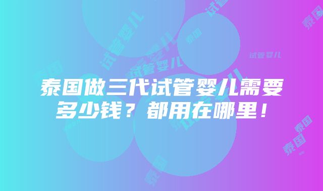 泰国做三代试管婴儿需要多少钱？都用在哪里！