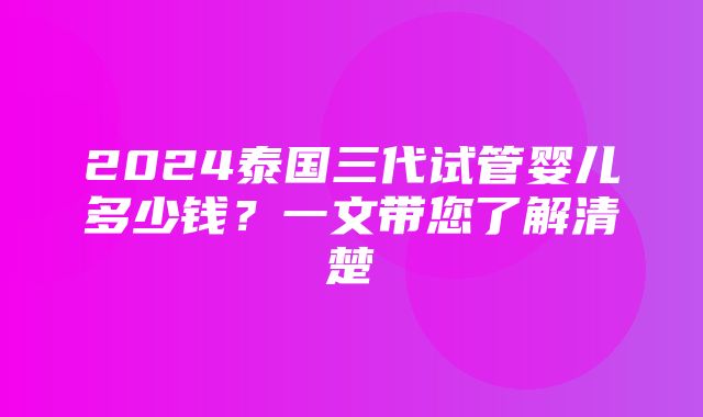 2024泰国三代试管婴儿多少钱？一文带您了解清楚