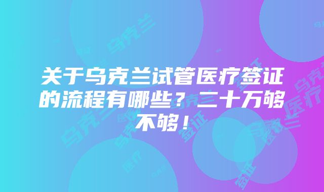 关于乌克兰试管医疗签证的流程有哪些？二十万够不够！