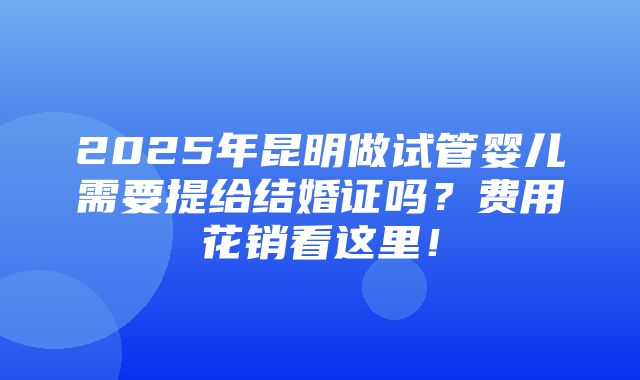 2025年昆明做试管婴儿需要提给结婚证吗？费用花销看这里！