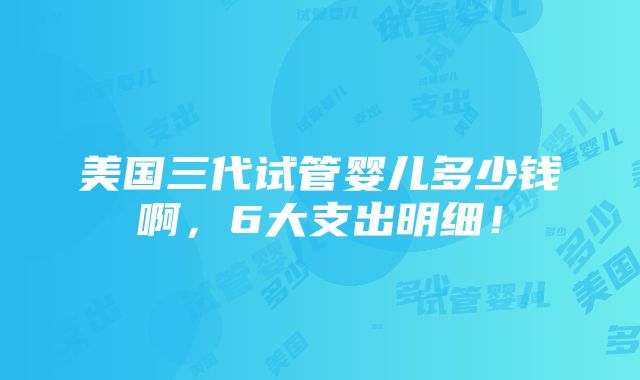 美国三代试管婴儿多少钱啊，6大支出明细！