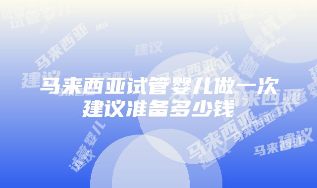 马来西亚试管婴儿做一次建议准备多少钱