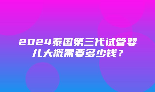 2024泰国第三代试管婴儿大概需要多少钱？