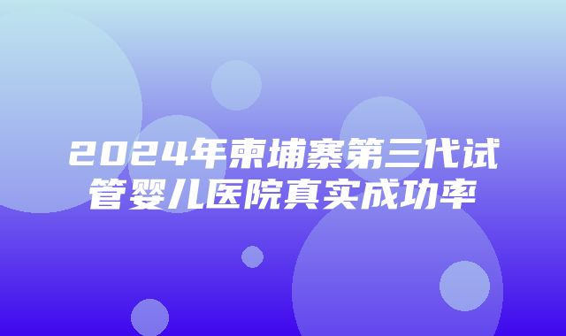 2024年柬埔寨第三代试管婴儿医院真实成功率