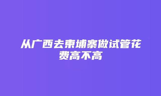 从广西去柬埔寨做试管花费高不高