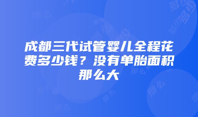 成都三代试管婴儿全程花费多少钱？没有单胎面积那么大