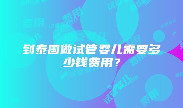 到泰国做试管婴儿需要多少钱费用？