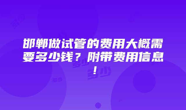 邯郸做试管的费用大概需要多少钱？附带费用信息！