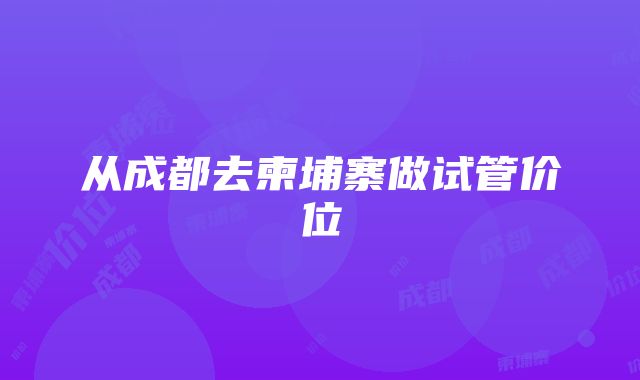 从成都去柬埔寨做试管价位