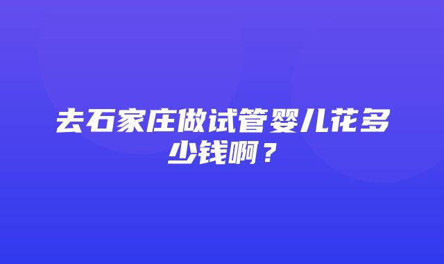 去石家庄做试管婴儿花多少钱啊？