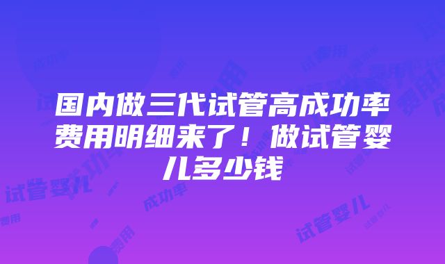 国内做三代试管高成功率费用明细来了！做试管婴儿多少钱