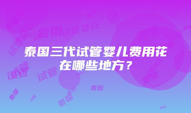 泰国三代试管婴儿费用花在哪些地方？