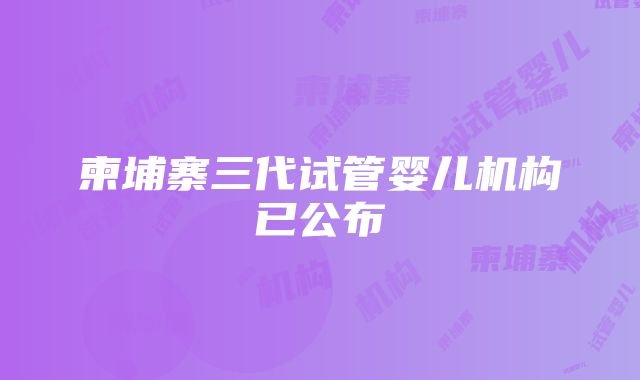 柬埔寨三代试管婴儿机构已公布